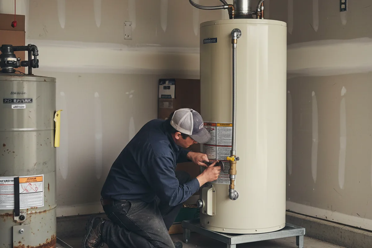 Water heater and shutoff valve replacement in Woodford