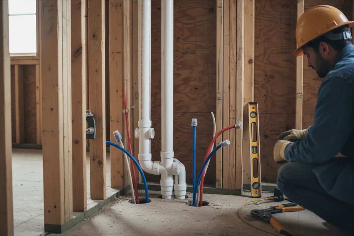 Drain and supply rough-in during Drain Cleaning in Woodford