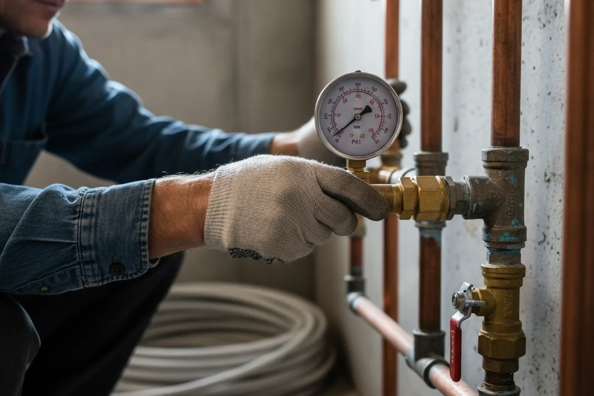 Pressure testing a repaired line during Water Line Repair in Woodford
